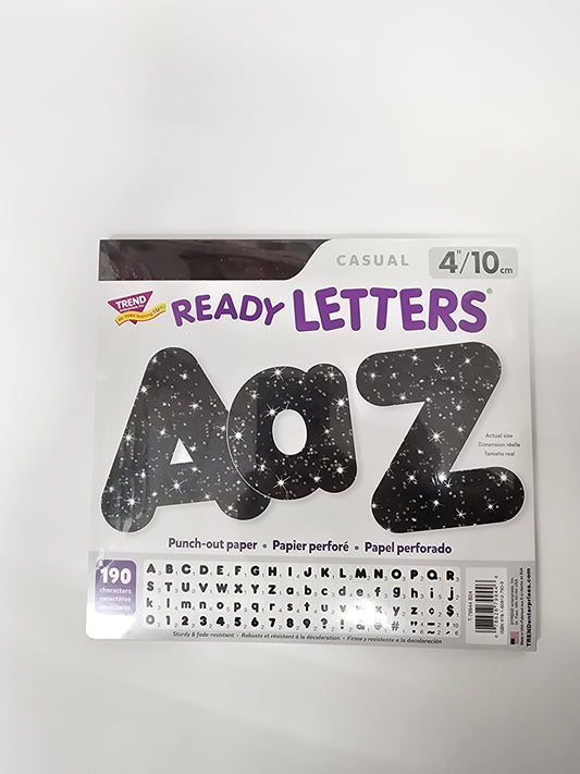 Ready Letters Sparkle Black Upper/Lower Case 4" Letters