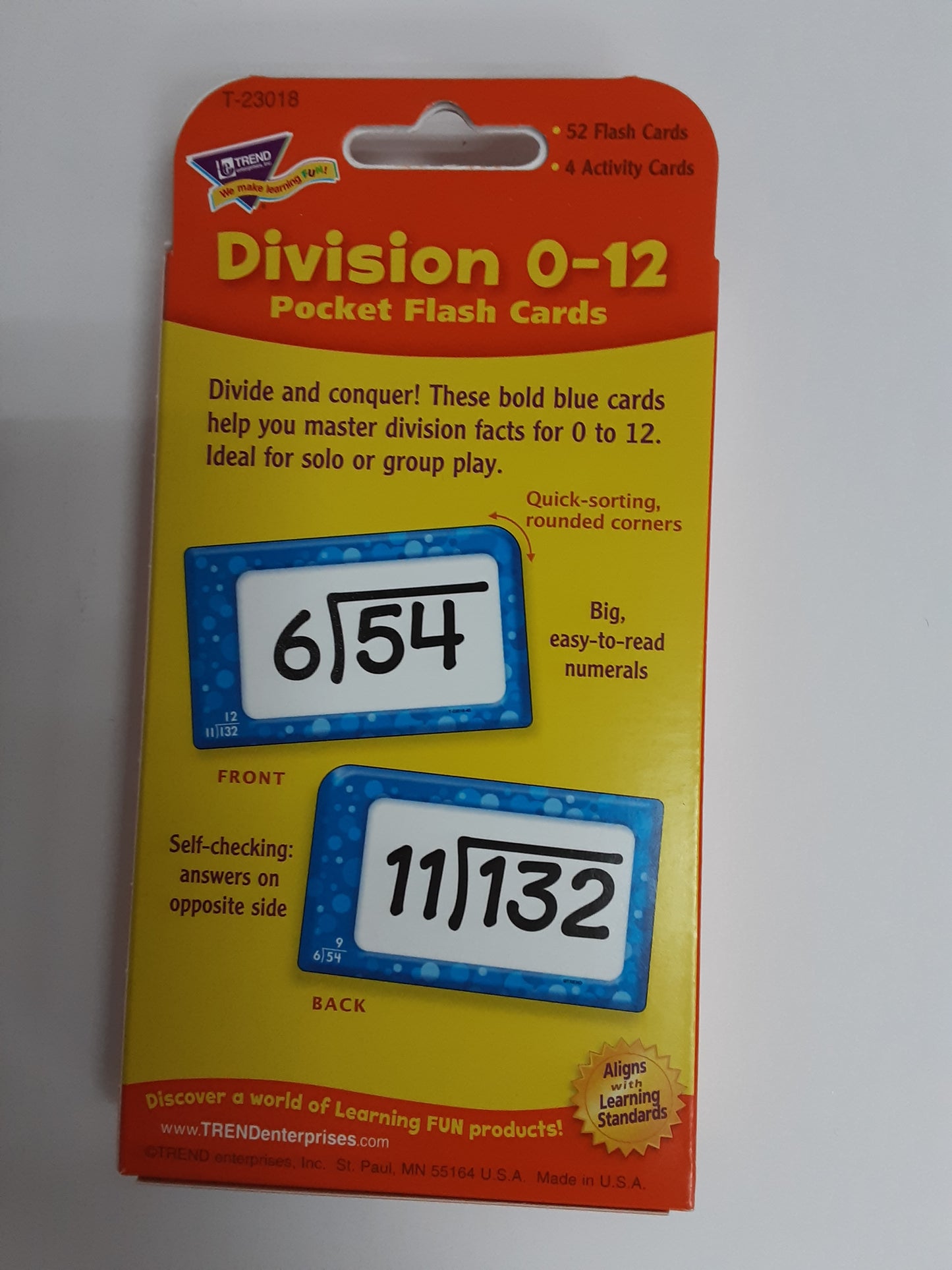 Division flashcards 0 through 12