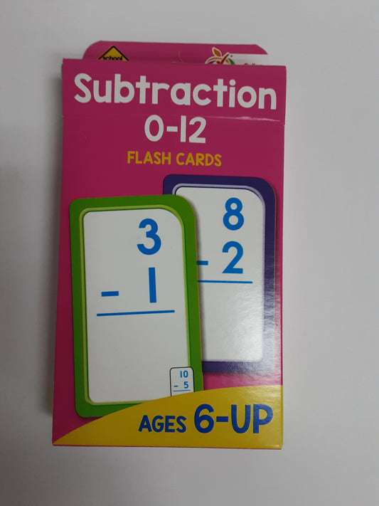 Subtraction flashcard 0 through 12