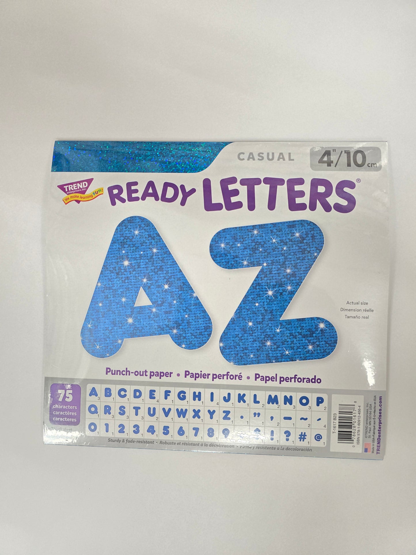 Ready Letters Sparkle Blue Upper/Case 4"