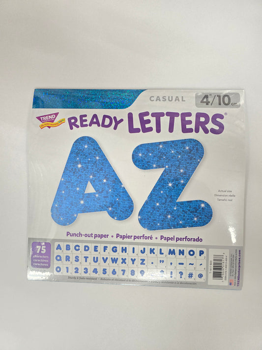 Ready Letters Sparkle Blue Upper/Case 4"